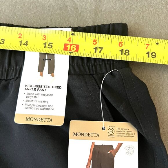Mondetta Women's Pull-on Stretch High Rise Textured Black Ankle Pant Size XL NWT - Picture 9 of 14